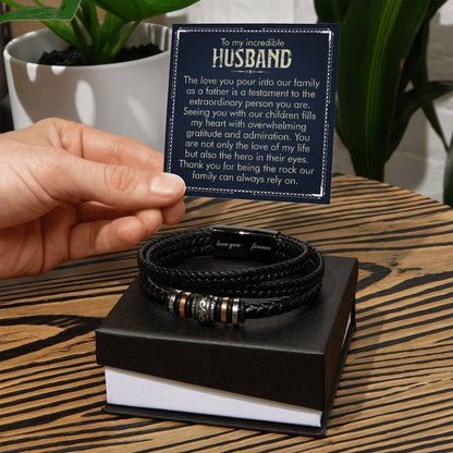 To My Husband - Love You Forever Bracelet - You Are My Rock Gift
