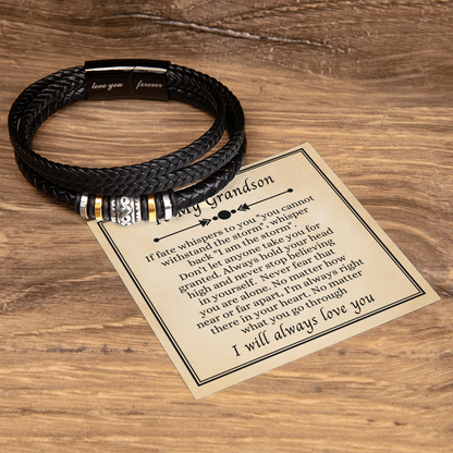 To My Grandson - Love You Forever Bracelet - I Am the Storm Message Card Gift