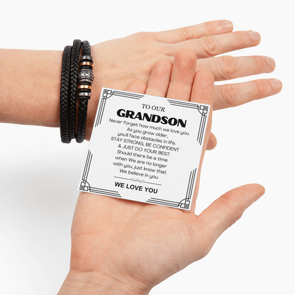 To Our Grandson - Love You Forever Bracelet - We Believe In You Message Card Gift