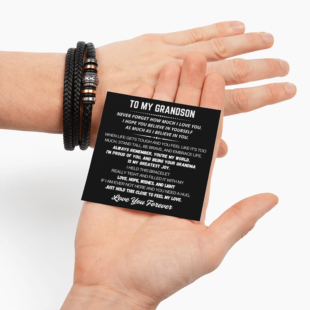 To My Grandson - Love You Forever Bracelet - You Are My World Gift