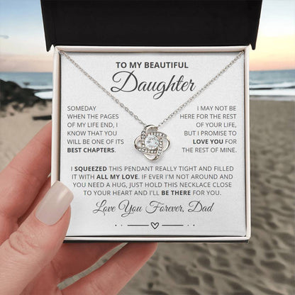 To My Daughter from Dad - Love Knot Necklace - I'll Be There for You Message Card Gift