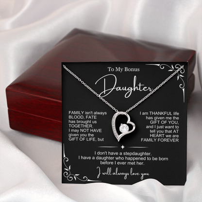 We Are Family At Heart - Necklace Gift for Bonus Daughter