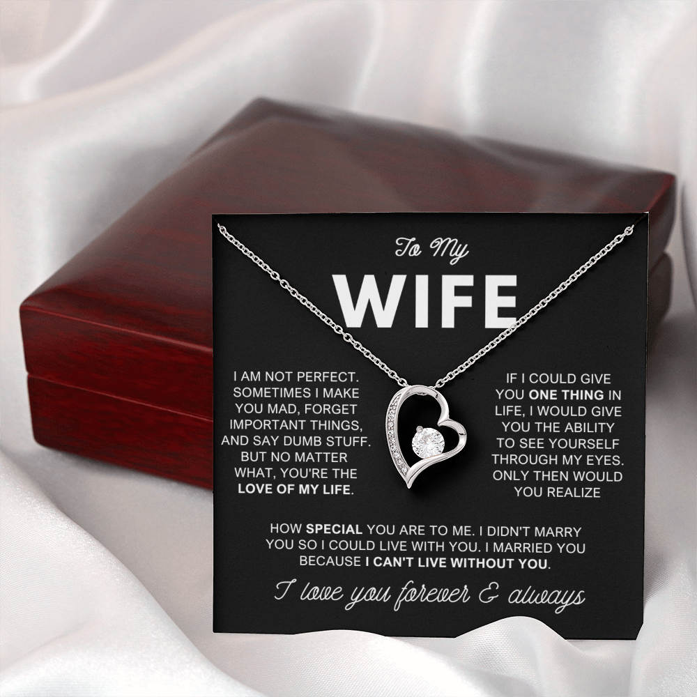 To My Wife - Love Heart Necklace - Love of My Life Valentine's Day Gift