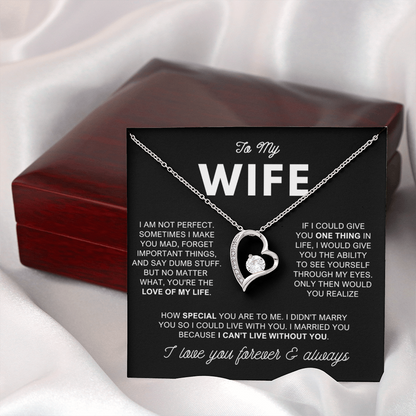To My Wife - Love Heart Necklace - Love of My Life Valentine's Day Gift