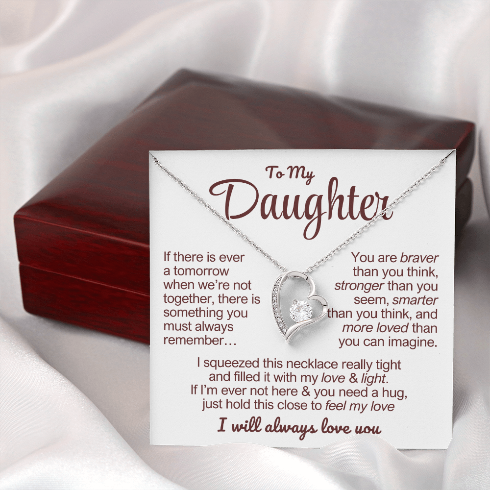 To My Daughter Necklace - Love Heart Necklace - Feel My Love Message Card Gift