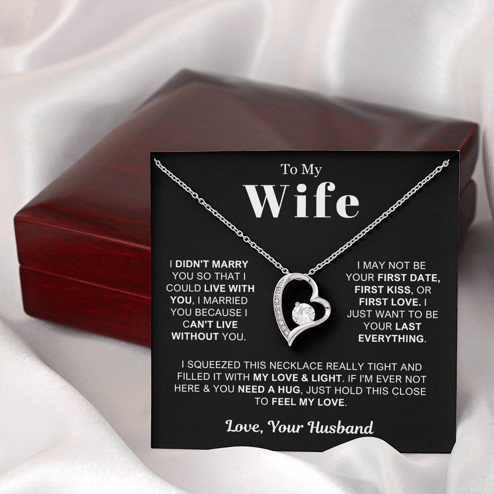 To My Wife - Love Heart Necklace - Can't Live Without You Valentine's Day Gift