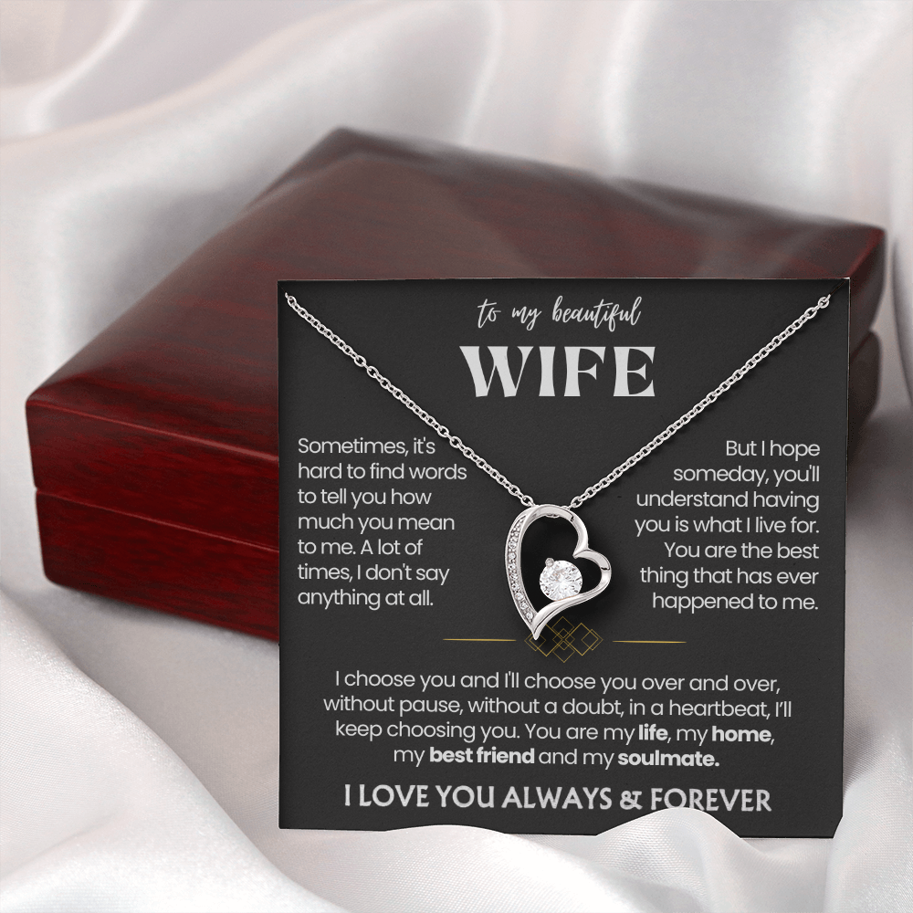 To My Wife - Love Heart Necklace - I Choose You Message Card Gift