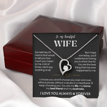 To My Wife - Love Heart Necklace - I Choose You Message Card Gift