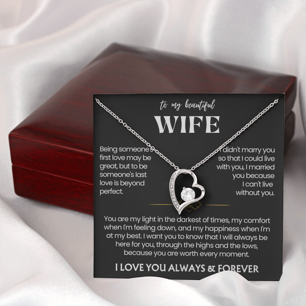 To My Wife - Love Heart Necklace - You Are Worth Every Moment Message Card Gift from Husband