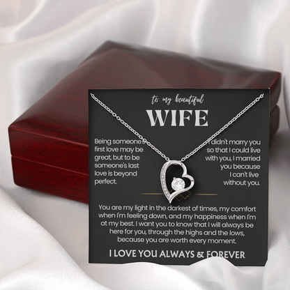 To My Wife - Love Heart Necklace - You Are Worth Every Moment Message Card Gift from Husband