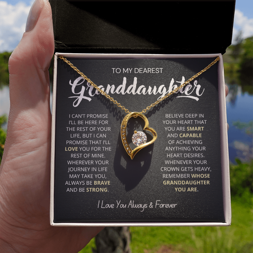 To My Granddaughter - Love Heart Necklace - Love You for the Rest of My Life Gift