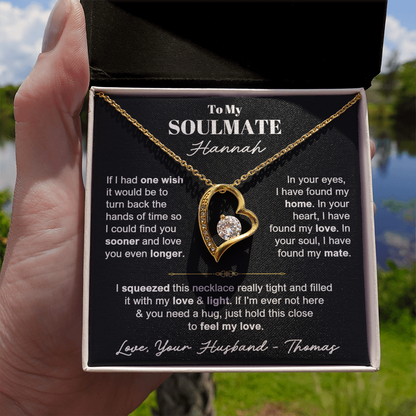 To My Soulmate - Love Heart Necklace - Personalizable Gift Set from Husband