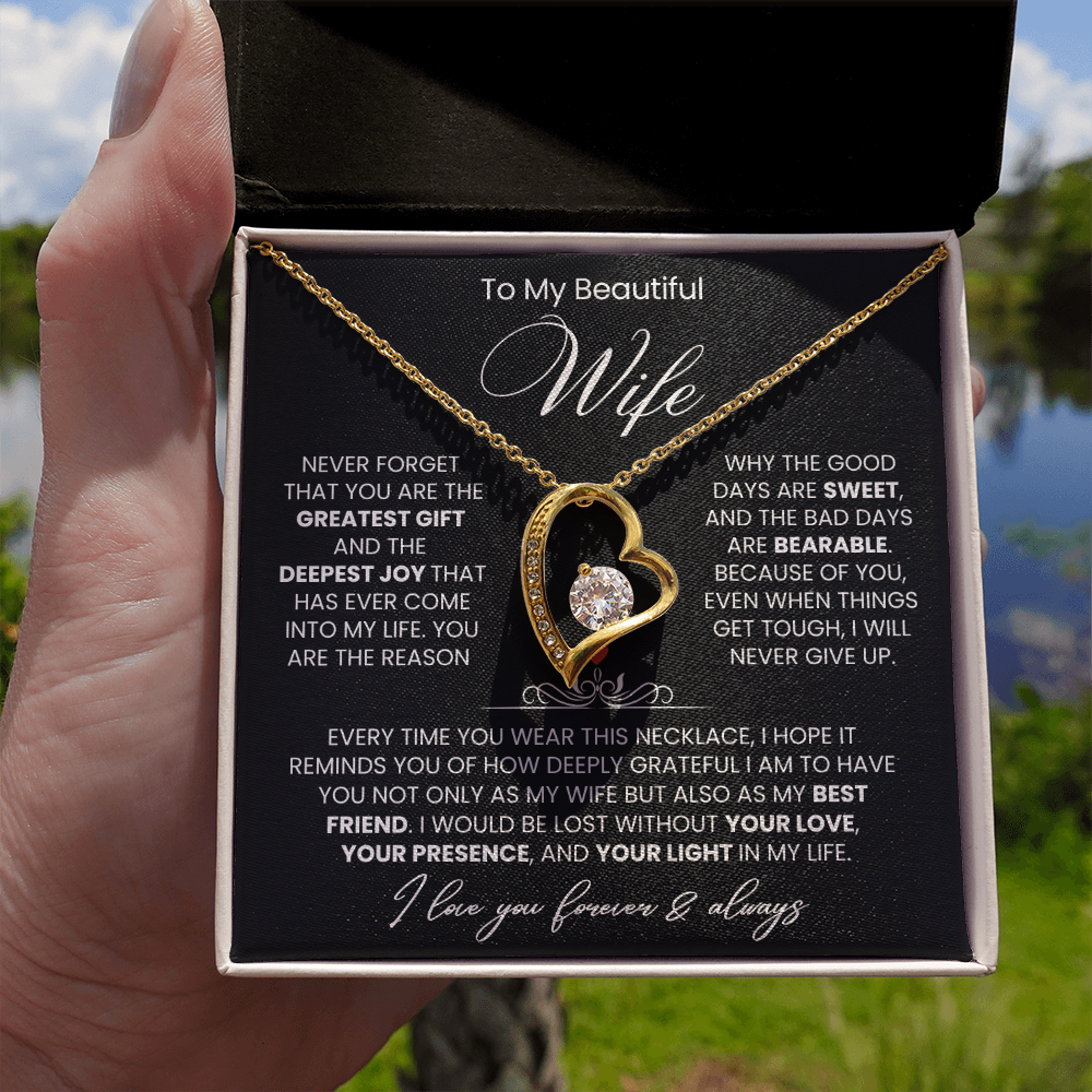 To My Wife - Love Heart Necklace - You Are the Greatest Gift from Husband