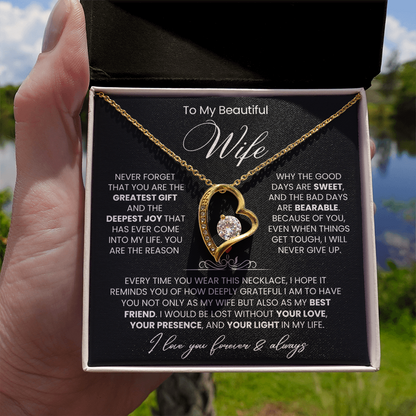 To My Wife - Love Heart Necklace - You Are the Greatest Gift from Husband