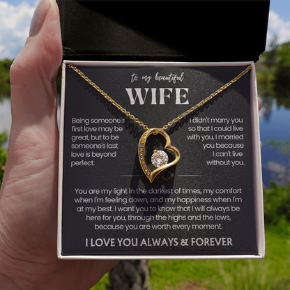 To My Wife - Love Heart Necklace - You Are Worth Every Moment Message Card Gift from Husband