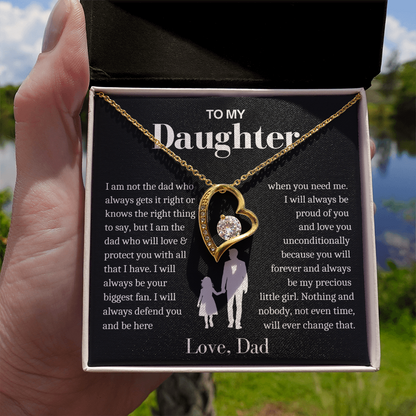 To My Daughter - Love Heart Necklace - Always My Precious Little Girl Gift