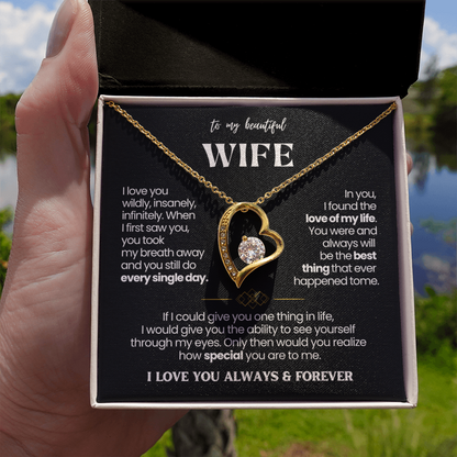 To My Wife - Love Heart Necklace - Love You Always Gift