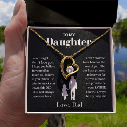 To My Daughter - Love Heart Necklace - Always My Baby Girl Gift from Dad