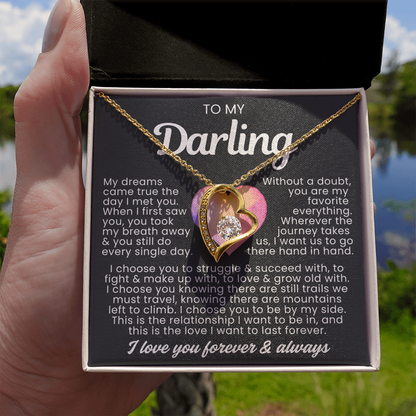 To My Darling Necklace - Love Heart Necklace - I Choose You Gift from Husband