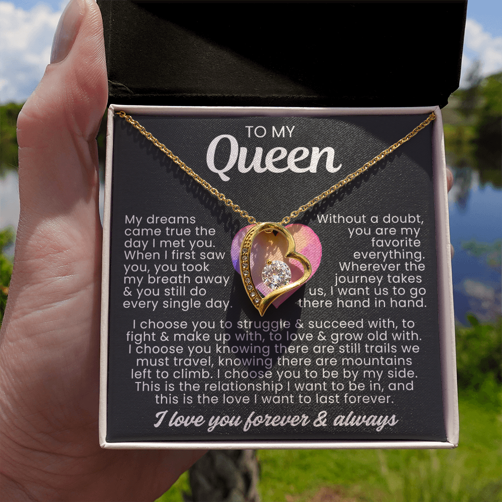 To My Queen Necklace - Love Heart Necklace - I Choose You Gift from Husband