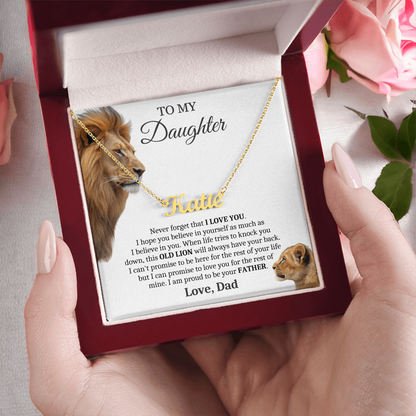 This Old Lion Will Always Have Your Back - Custom Name Necklace Gift for Daughter from Dad