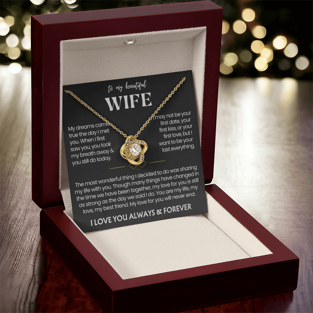 To My Wife - Love Heart Necklace - My Love for You Will Never End Message Card Gift