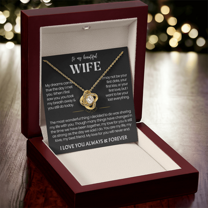 To My Wife - Love Heart Necklace - My Love for You Will Never End Message Card Gift