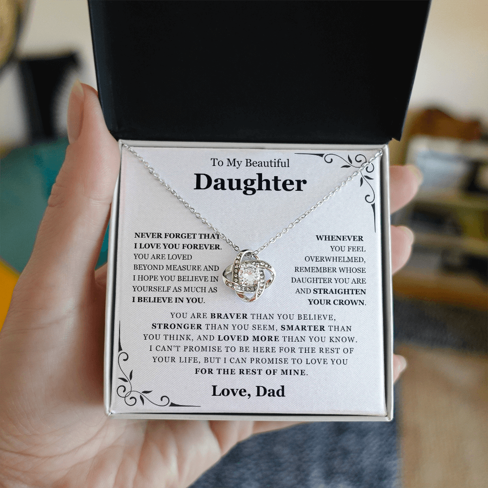 To My Daughter from Dad - Love Knot Necklace - Love You Forever Message Card Gift