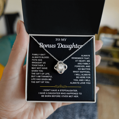 At Heart We Are Family Forever  - Necklace Gift for Bonus Daughter