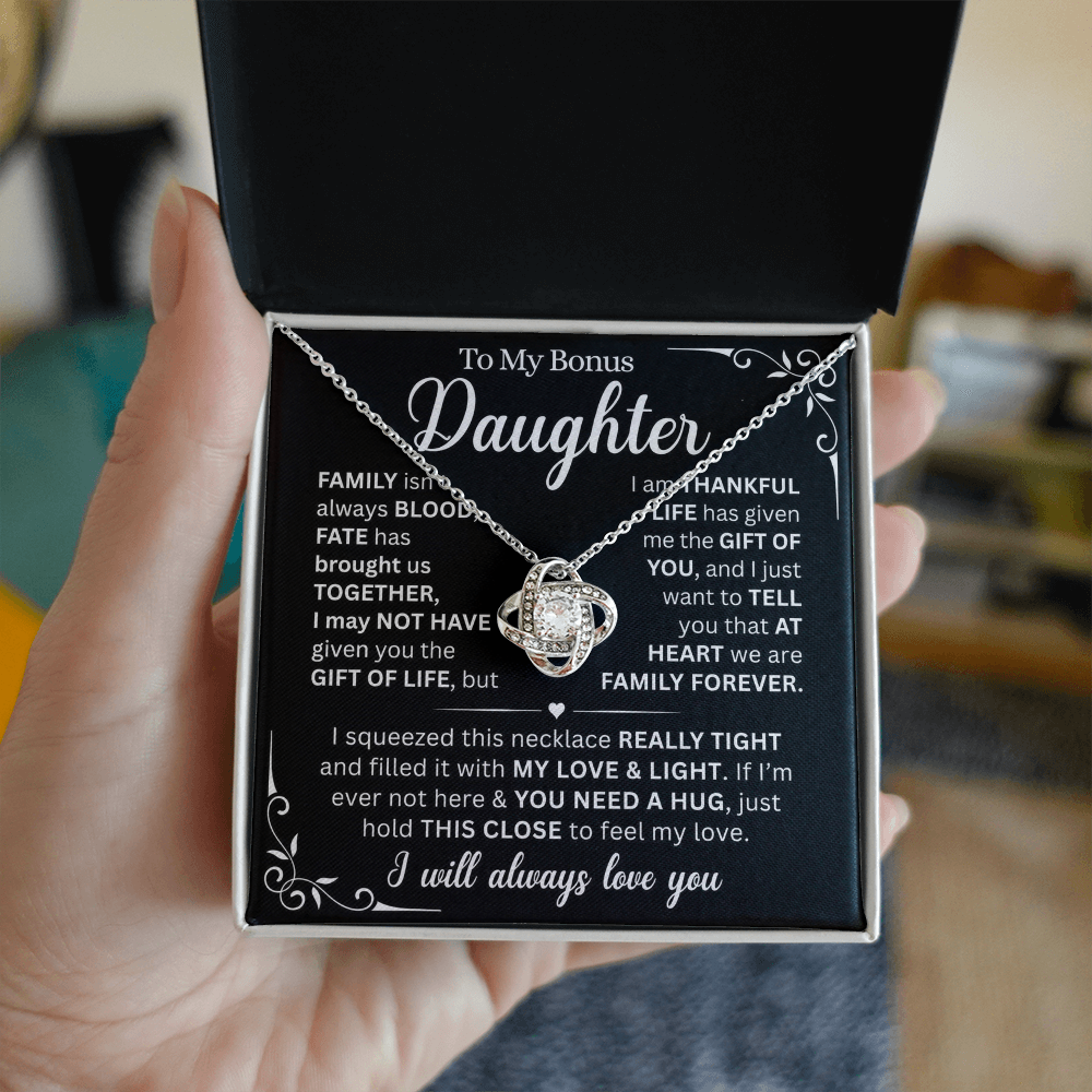 At Heart We Are Family Forever  - Necklace Gift for Bonus Daughter