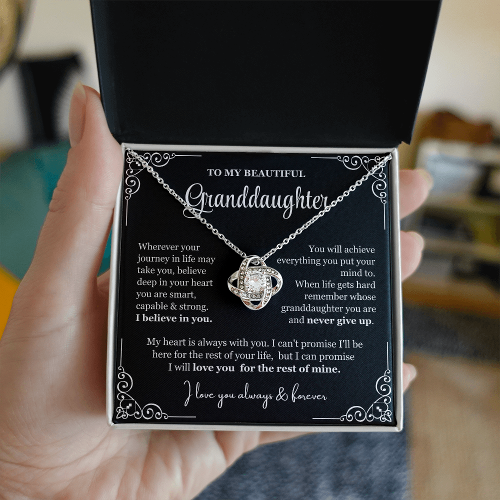 To My Granddaughter - Love Knot Necklace - Love You For The Rest Of Mine Gift Box