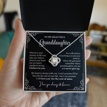 To My Granddaughter - Love Knot Necklace - Love You For The Rest Of Mine Gift Box