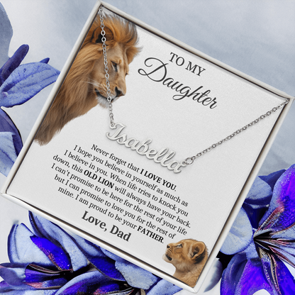 This Old Lion Will Always Have Your Back - Custom Name Necklace Gift for Daughter from Dad