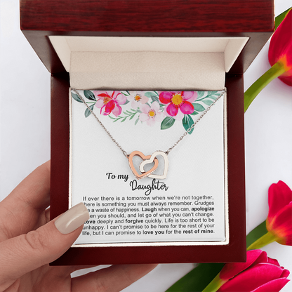 To My Daughter - Linked Hearts Necklace - Love You Forever Message Card Gift