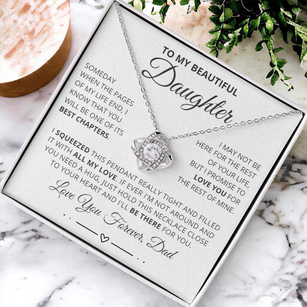 To My Daughter from Dad - Love Knot Necklace - I'll Be There for You Message Card Gift