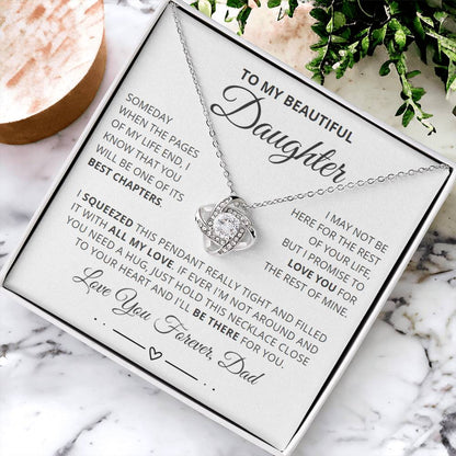 To My Daughter from Dad - Love Knot Necklace - I'll Be There for You Message Card Gift