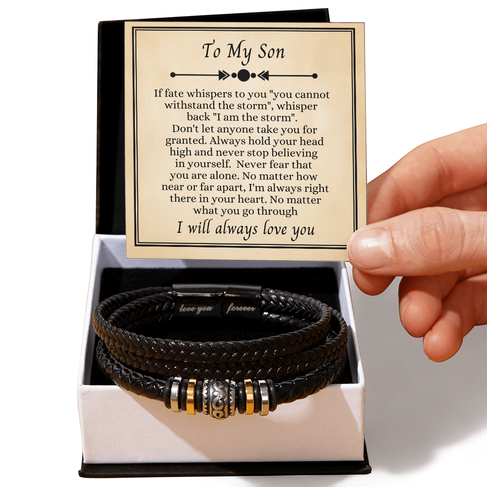To My Son - Love You Forever Bracelet - I Am the Storm Message Card Gift