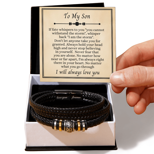 To My Son - Love You Forever Bracelet - I Am the Storm Message Card Gift