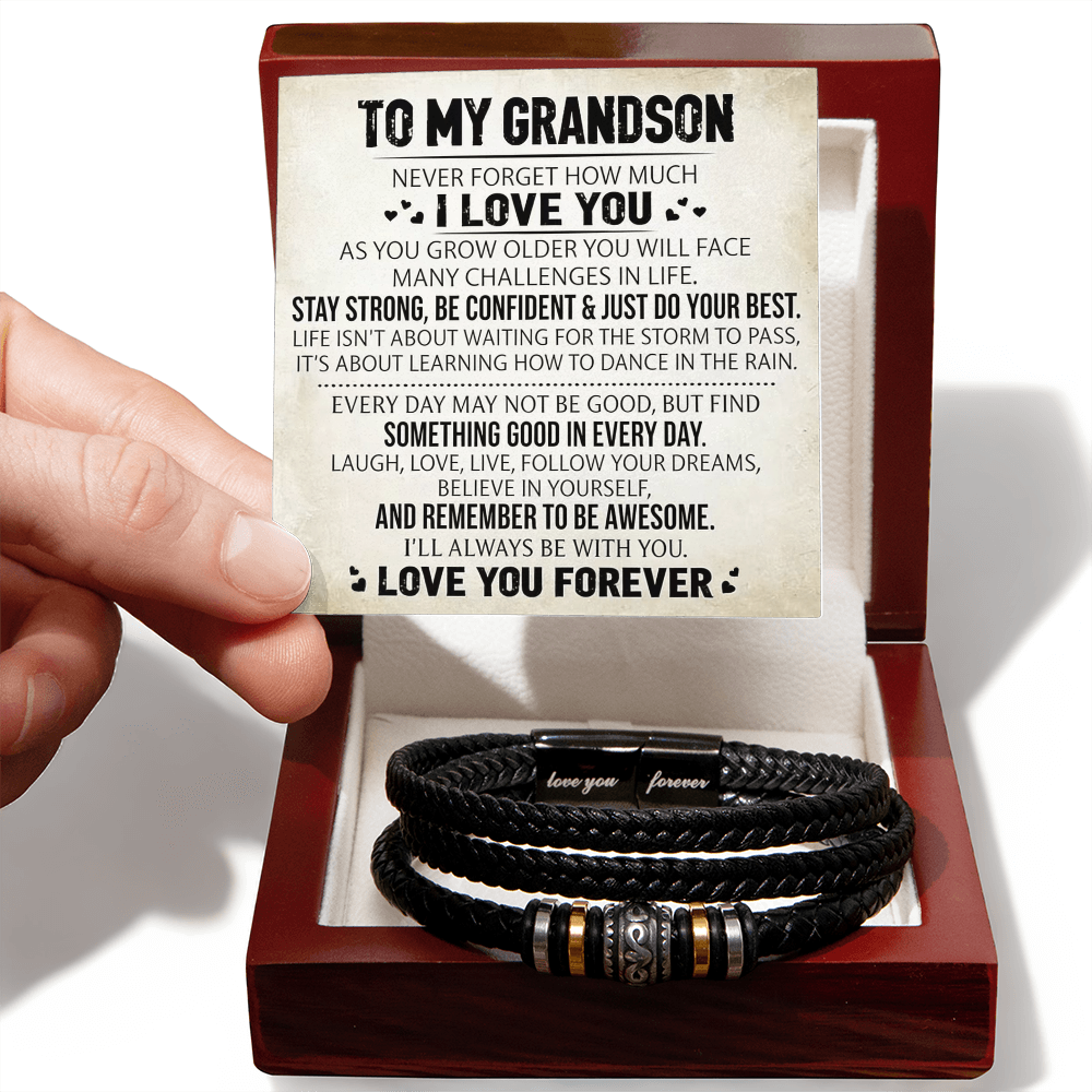 To My Grandson - Love You Forever Bracelet - Always With You Message Card Gift