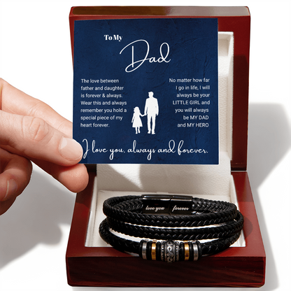 To My Dad - Love You Forever Bracelet - Always My Hero Message Card Gift