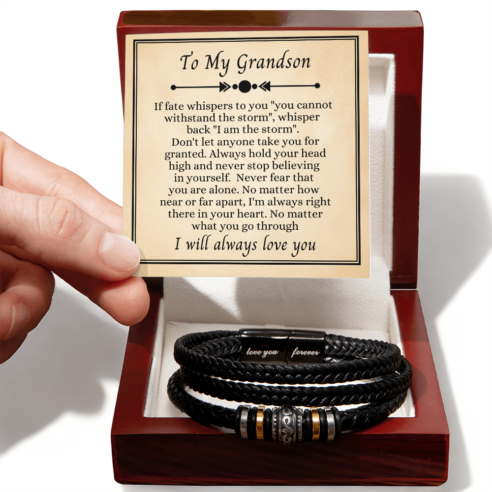 To My Grandson - Love You Forever Bracelet - I Am the Storm Message Card Gift