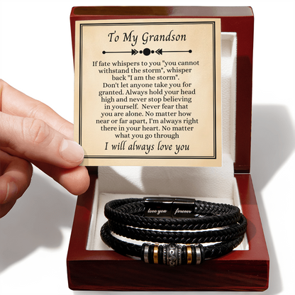 To My Grandson - Love You Forever Bracelet - I Am the Storm Message Card Gift