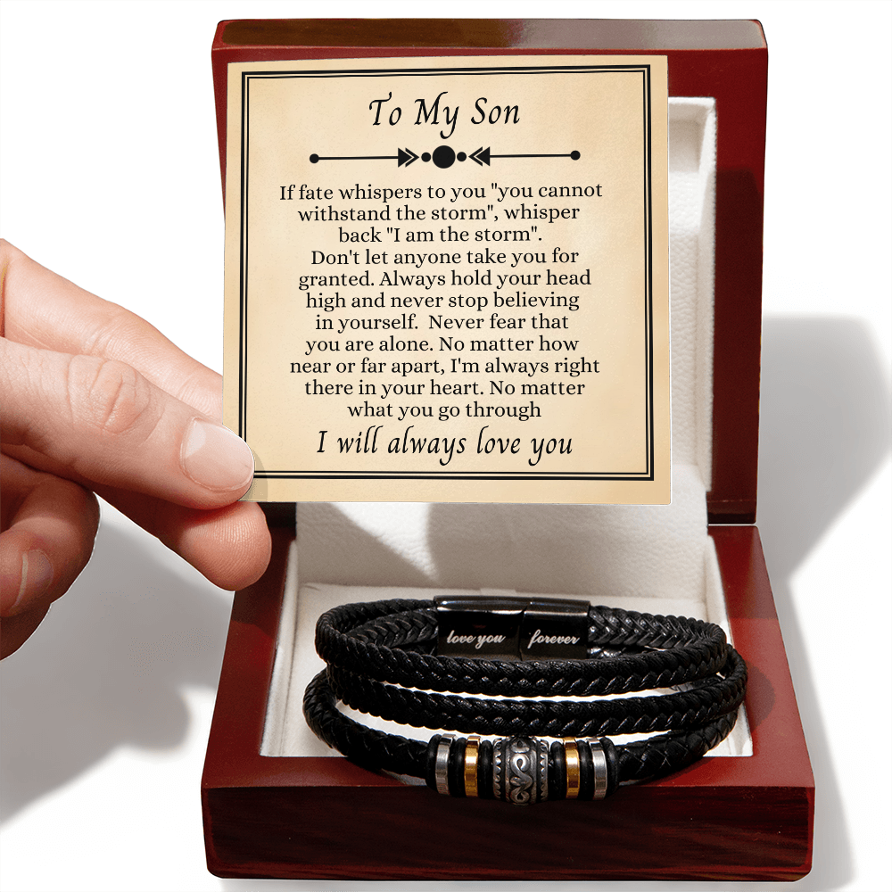 To My Son - Love You Forever Bracelet - I Am the Storm Message Card Gift