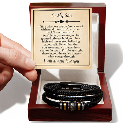 To My Son - Love You Forever Bracelet - I Am the Storm Message Card Gift