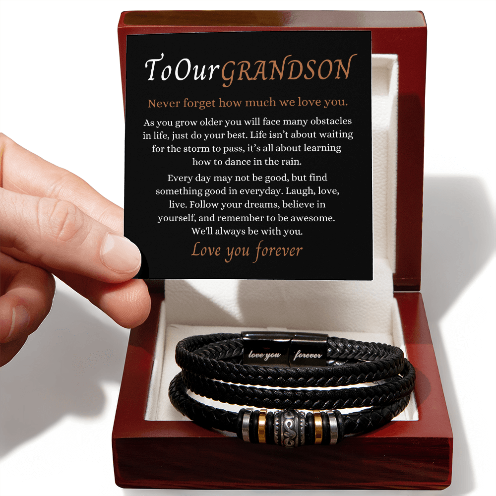 To Our Grandson - Love You Forever Bracelet - Always With You Message Card Gift