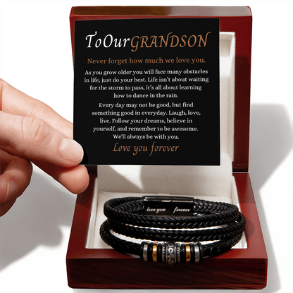 To Our Grandson - Love You Forever Bracelet - Always With You Message Card Gift