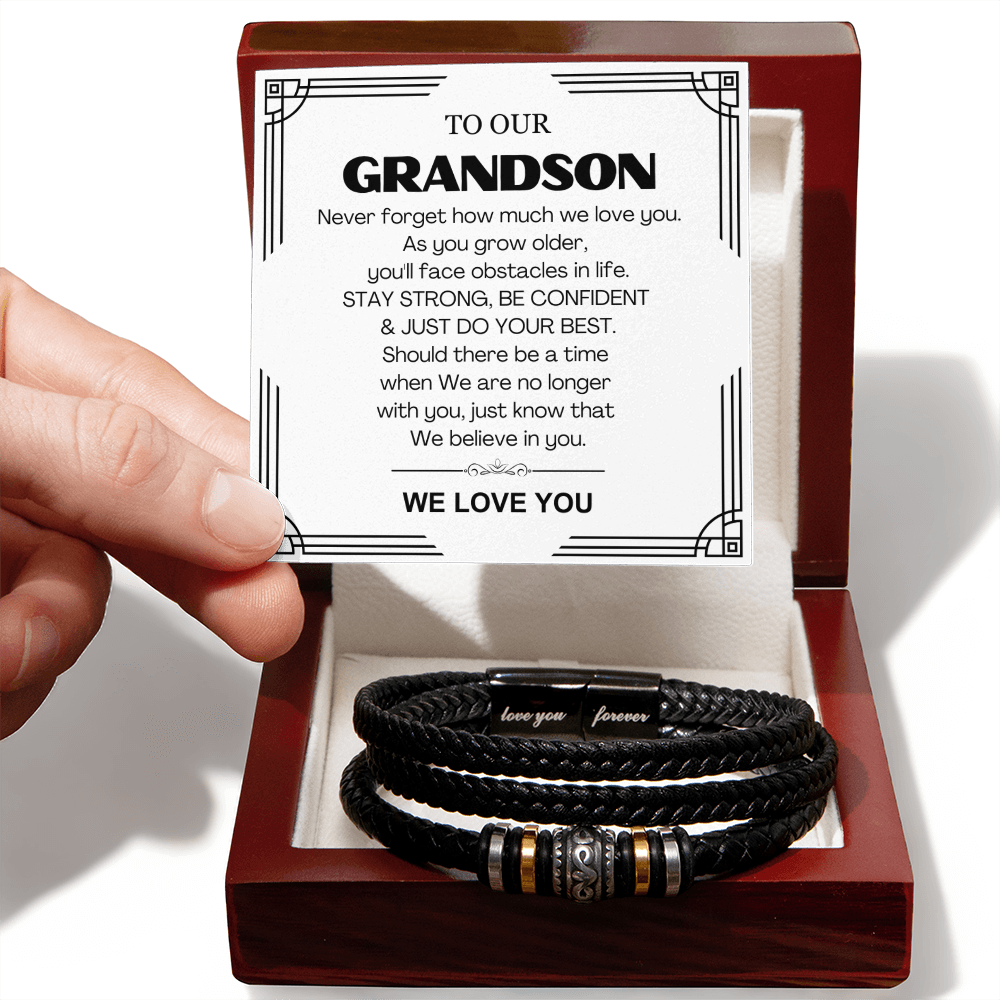 To Our Grandson - Love You Forever Bracelet - We Believe In You Message Card Gift