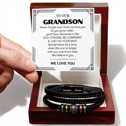 To Our Grandson - Love You Forever Bracelet - We Believe In You Message Card Gift
