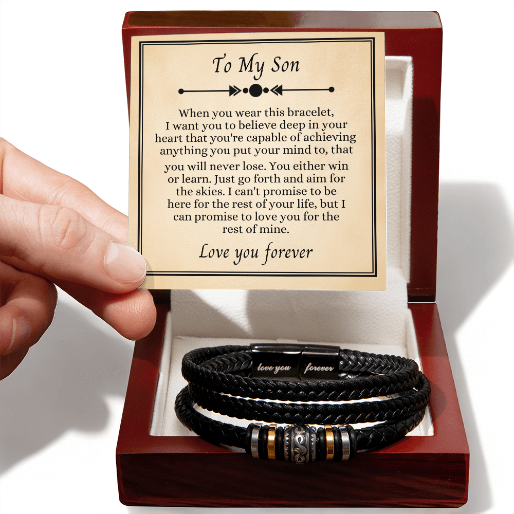 To My Son - Love You Forever Bracelet - I Am the Storm Message Card Gift