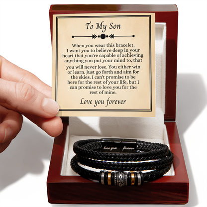 To My Son - Love You Forever Bracelet - I Am the Storm Message Card Gift